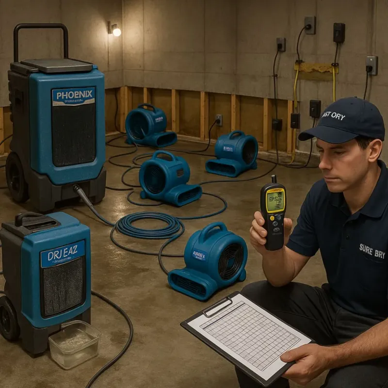 Structural Drying and Dehumidification process in Davidsville, PA